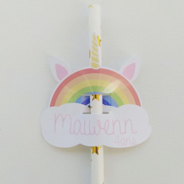 topper paille personnalisation anniversaire licorne